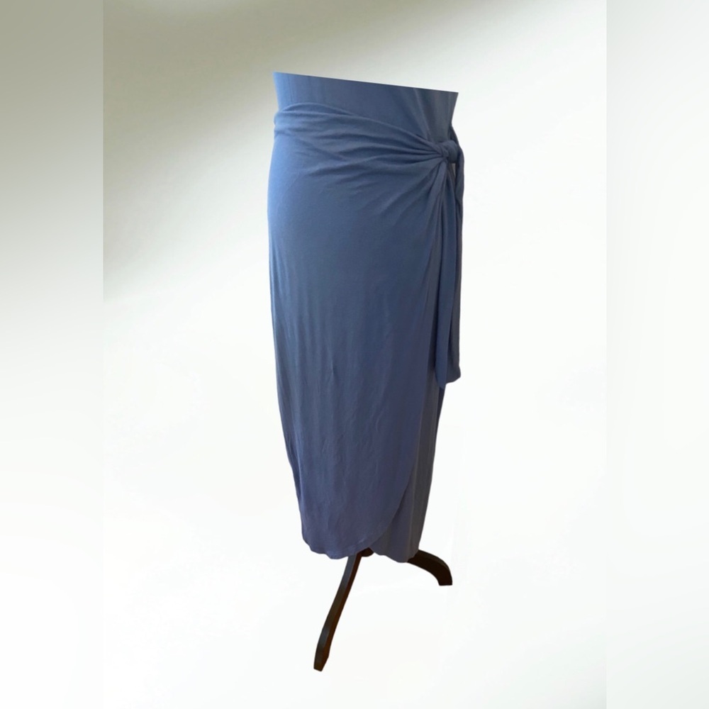 Calvin Klein Midi Sheath Wrap Dress Jersey Knit in Blue Size Medium - Picture 4 of 9